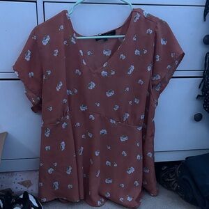 Sweet Rain Terracotta Floral Blouse